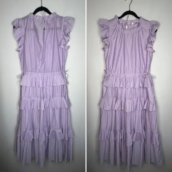 Katharine Kidd Lavender Ruffle Maxi Dress Size Small - Picture 3 of 10